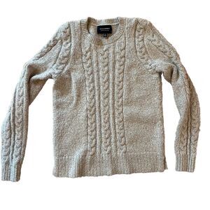 Banana Republic Nordic Shimmer Sweater Women's XS Gold Tan Thick Cable Knit